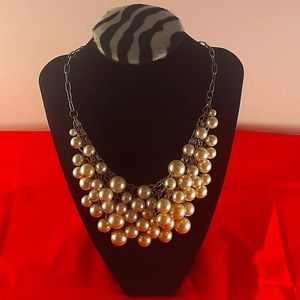 Vintage NY Faux Pearl Bib Necklace